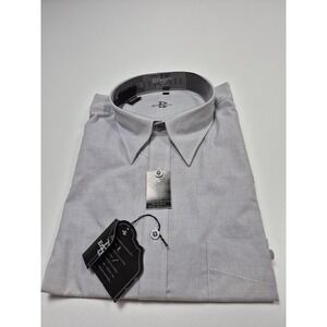 Blazer Dress Shirt Mens 18.5 34/35 Gray Stripe 100% Cotton Woven Button Down